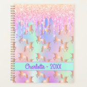 Eenhoorns roze druppels naam holografisch planner (Voorkant)