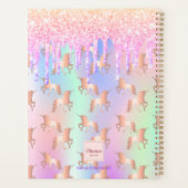 Eenhoorns roze druppels naam holografisch planner (Achterkant)