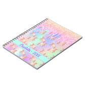 Eenhoorns roze munt druppels naam holografisch mei notitieboek (Linkerzijde)