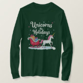 Eenhoorns Sleigh de Feestdagen Shirt (Design voorkant)