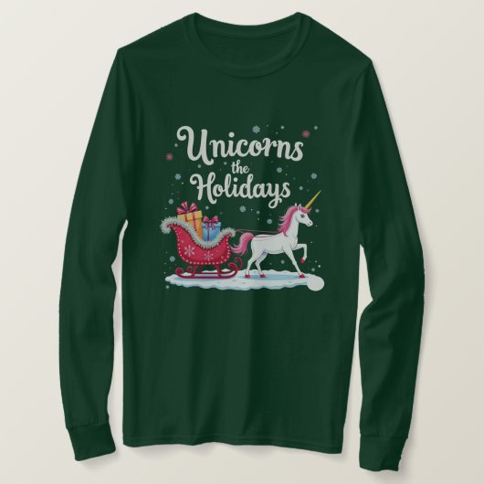 Eenhoorns Sleigh de Feestdagen Shirt (Design voorkant)