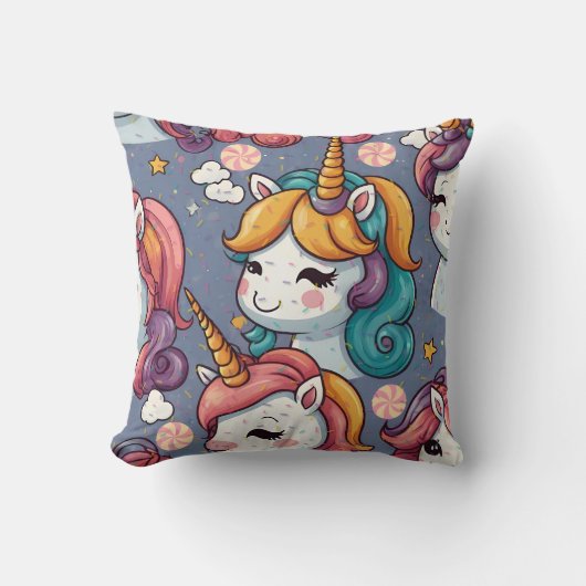 Eenhoorns & Sprinkles Afdrukken Kussen (Voorkant)