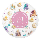 Eenhoorns & Sprookjeskasteel - grillige kamer Keramische Knop (Voorkant)