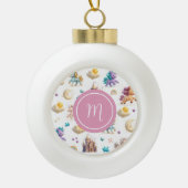 Eenhoorns & Sprookjeskasteel - Whimsical Christmas Keramische Bal Ornament (Voorkant)