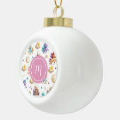 Eenhoorns & Sprookjeskasteel - Whimsical Christmas Keramische Bal Ornament (Rechts)
