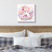 Eenhoorns Uitgerekt Canvas Print (Insitu (Slaapkamer))