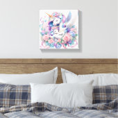 Eenhoorns Uitgerekt Canvas Print (Insitu (Slaapkamer))