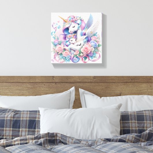 Eenhoorns Uitgerekt Canvas Print (Insitu (Slaapkamer))