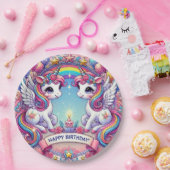 Eenhoorns van de Regenboog Koninklijke Papieren Bordje (Feest)