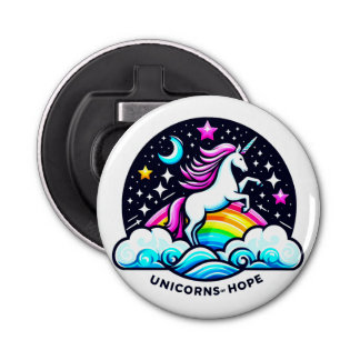 Eenhoorns van hoop button flesopener