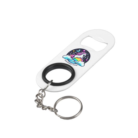 Eenhoorns van hoop mini flessenopener (Achterkant Gekanteld)