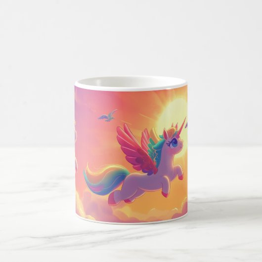 Eenhoorns vliegen in de lucht koffie mok (Center)
