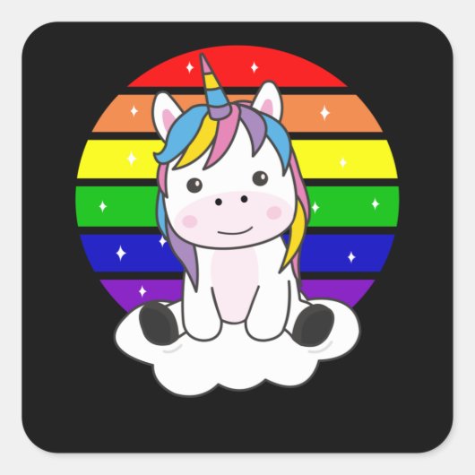 Eenhoorns voor regenboogontsteking voor kinderen vierkante sticker (Voorkant)