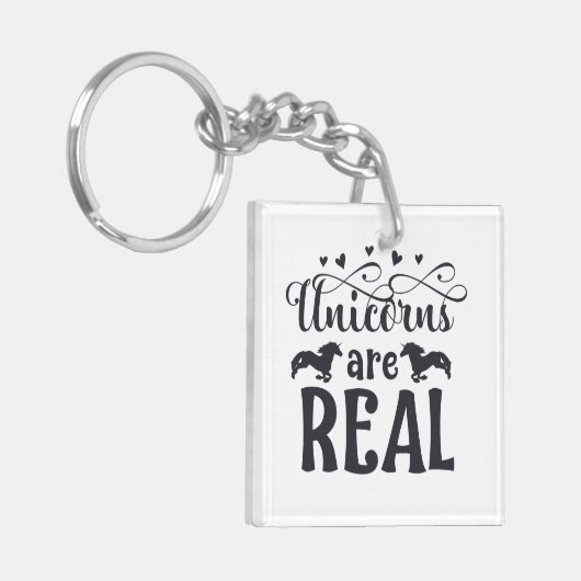Eenhoorns zijn echte digitale kunst sleutelhanger (Voorkant Links)