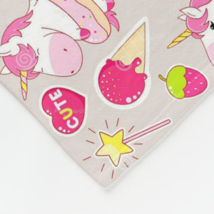 "Eenhoorns zijn Echte" Donuts Ijs Cactus Kawai  Fleece Deken