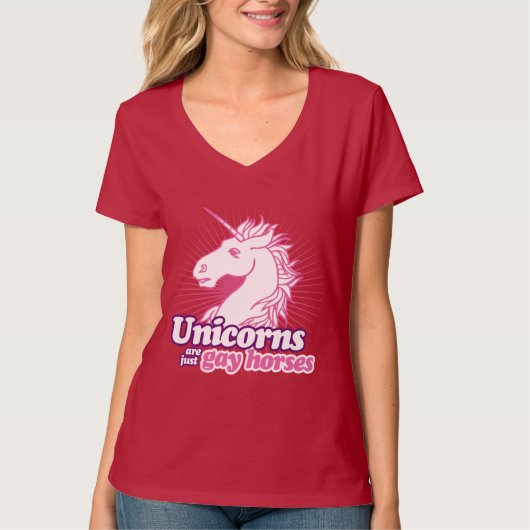 EENHOORNS ZIJN GEWOON HOMOPAARDEN T-SHIRT (Voorkant)