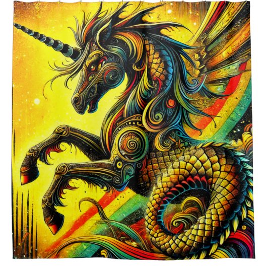 eenhoornschepsel douchegordijn (Voorkant)