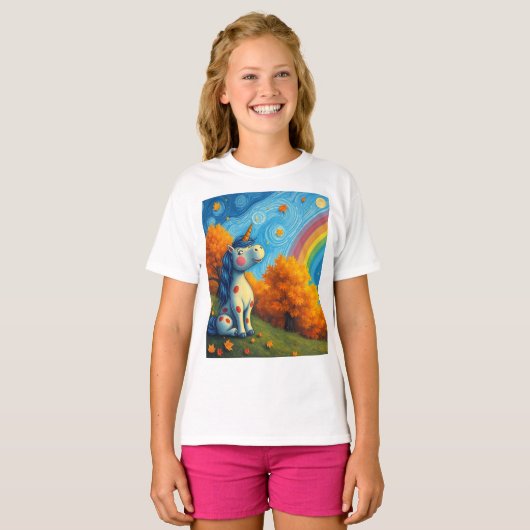 eenhoornschilderij t-shirt (Voorkant volledig)