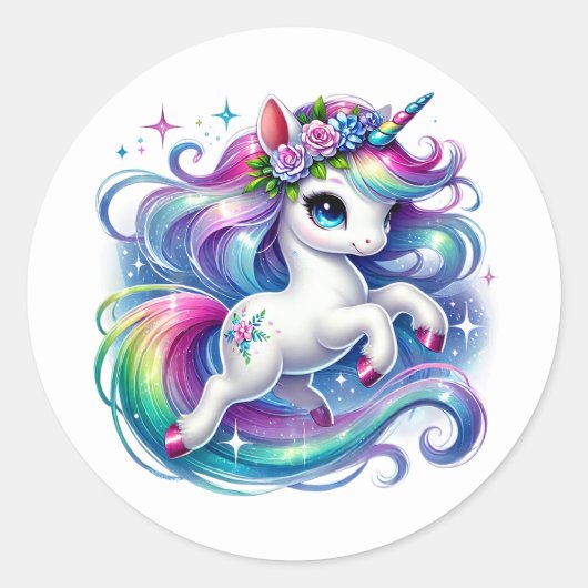 Eenhoornstickers Ronde Sticker (Voorkant)
