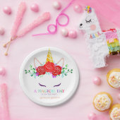 eenhoornstof papieren bordje (Feest)