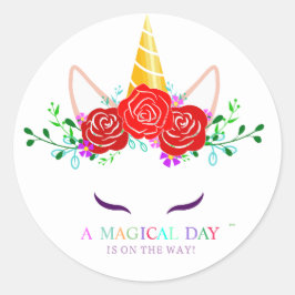 eenhoornstof ronde sticker