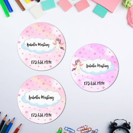 Eenhoornthema voor meisjes Aangepaste naam & telef Labels