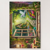 Eenhoorntuin Raam Scene Pegasus Cadeau Legpuzzel (Verticaal)