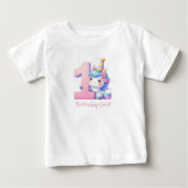 Eenhoring 1e Eerste Verjaardag T-shirt voor Meisje (Voorkant)
