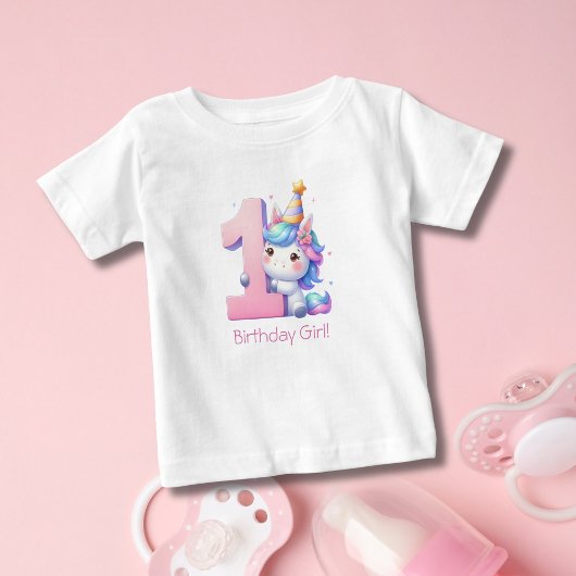 Eenhoring 1e Eerste Verjaardag T-shirt voor Meisje