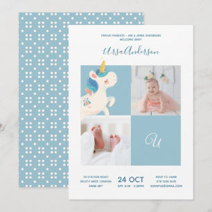 Eenhoring • Alfabet Monogram Mooie Baby Shower Kaart
