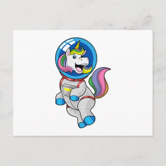 Eenhoring als astronaut in de ruimte briefkaart (Voorkant)