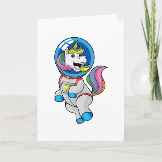 Eenhoring als astronaut in de ruimte kaart (Voorkant)