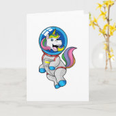 Eenhoring als astronaut in de ruimte kaart (Gele Bloem)