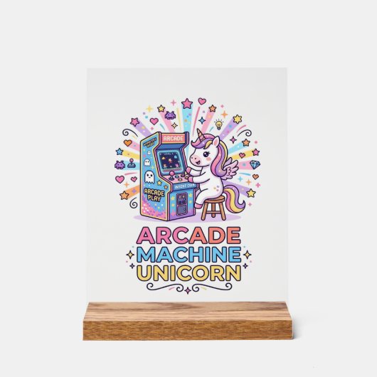 Eenhoring Arcade Machine Eenhoring Afdrukklaar POD Acryl Bord (Voorkant)