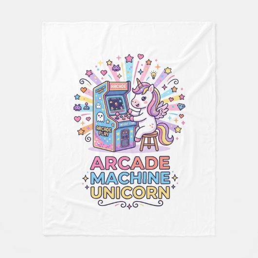 Eenhoring Arcade Machine Eenhoring Afdrukklaar POD Fleece Deken (Voorkant)