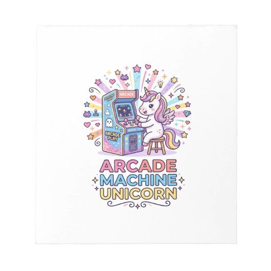 Eenhoring Arcade Machine Eenhoring Afdrukklaar POD Notitieblok (Voorkant)