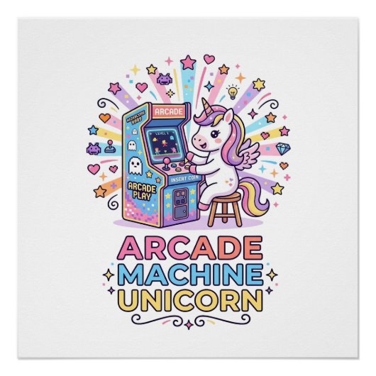 Eenhoring Arcade Machine Eenhoring Print Klaar POD Perfect Poster (Voorkant)