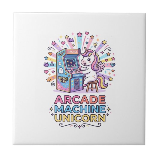 Eenhoring Arcade Machine Eenhoring Print Klaar POD Tegeltje (Voorkant)