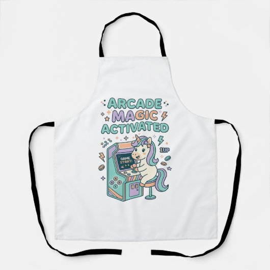 Eenhoring Arcade Magie Geactiveerd Trendy Product  Schort (Voorkant)