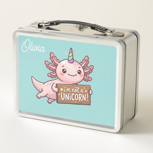 Eenhoring Axolotl Lunchbox - Aangepaste naam Regen (Achterkant)