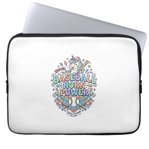 Eenhoring Baseball Hoorn Kracht Kawaii Vector Ontw Laptop Sleeve