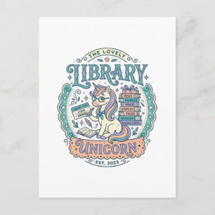 Eenhoring Bibliotheek Eenhoring Whimsical Grafisch Briefkaart