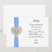 Eenhoring Blauwe Kanten Trouw Bruidsmeisje Van Eer Kaart (Voorkant / Achterkant)