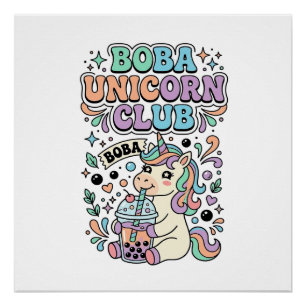 Eenhoring Boba Eenhoring Club Kawaii Typografie On Perfect Poster