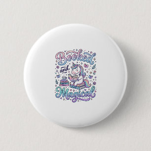 Eenhoring Boek en Magisch Cadeau Idee Typografie D Ronde Button 5,7 Cm