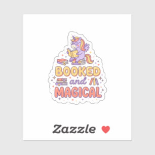 Eenhoring Boek en Magische Print Klaar Witte Achte Sticker
