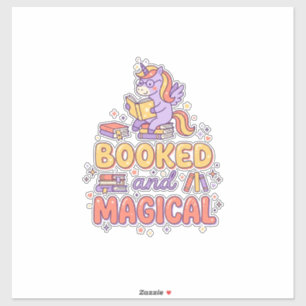 Eenhoring Boek en Magische Print Klaar Witte Achte Sticker