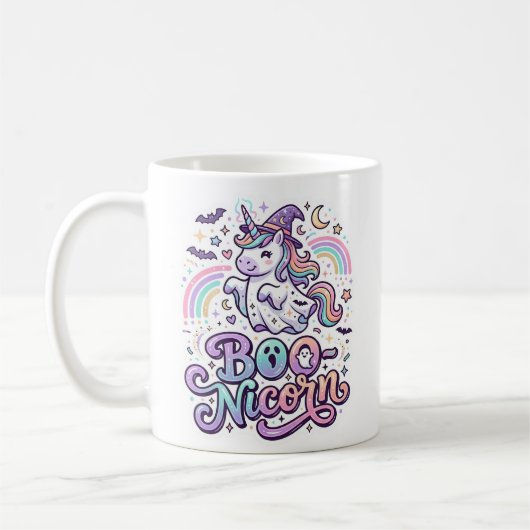 Eenhoring Boo-nicorn Premium Vector Vector Ontwerp Koffiemok (Links)