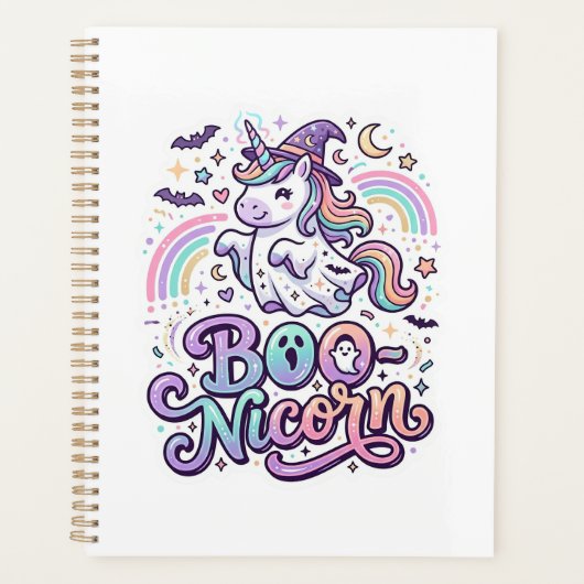 Eenhoring Boo-nicorn Premium Vector Vector Ontwerp Planner (Voorkant)