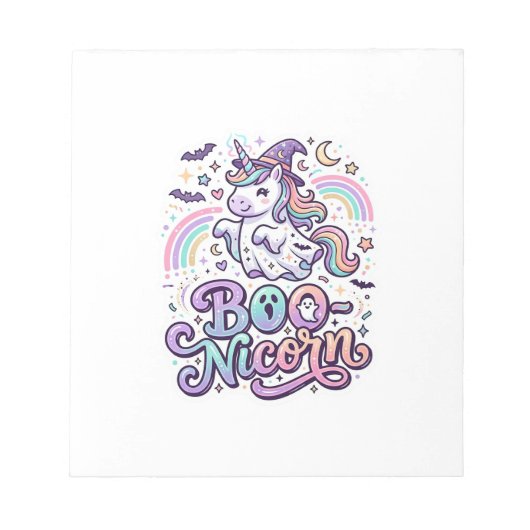 Eenhoring Boo-nicorn Premium Vector Vectorontwerp_ Notitieblok (Voorkant)